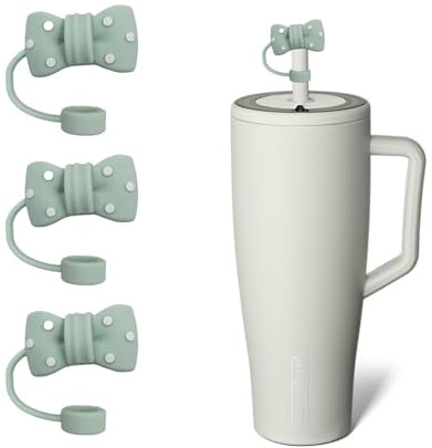 3 Pcs Green Straw Cover 10mm Dust-Proof Food Grade Silicone Bow Straw Covers Compatible with Stanley Cup Reusable Silicone Tumbler Accessories for Women Girls (Green)