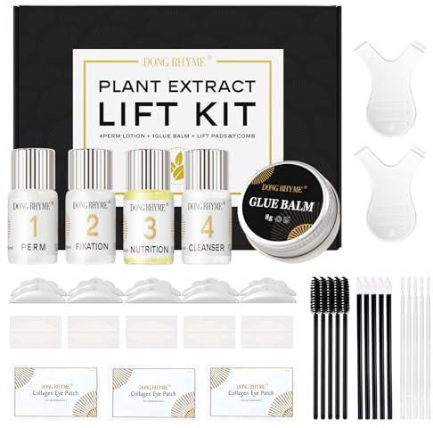 Lash Lift Kit, DONG RHYME Lash and Brow Lift Kit with Glue Balm, Eyelash Perming Set Semi-Permanent Long Lasting Salon for Professionals
