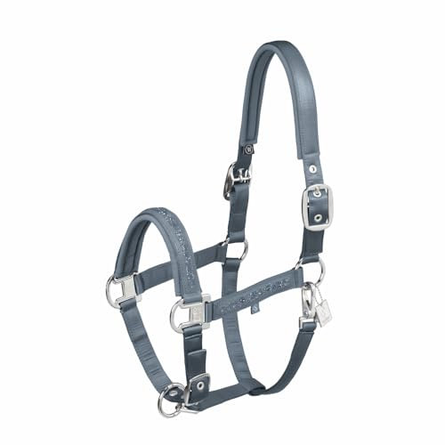 Eskadron Halfter Pferdehalfter Classic Sports Jewel Double Pin, Farbe:Steel Blue, Größe:W