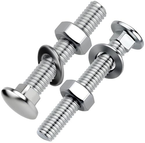 XRXYMQ 30 Pezzi Bulloni M5×50 mm Carrello Viti a Testa Piatta Cerniera Cancello con Dadi DIN934 e Rondelle DIN125 per la Decorazione di Mobili Industria Edilizia