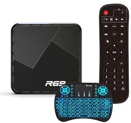 Android 13.0 TV Box, R69 PRO Android Box with H728 Quad-Core 64Bit Cortex-A53 Chip, TV Box Support 4K UHD Videos,2.4G/5G Dual Wifi BT 5.0 Mini Wireless Keyboard,4GB+64GB