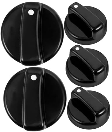 Lurrose 5pcs Black Plastic Cooker Knob Set for Gas Stove Cooker and Gas Range Sturdy and Easy to Hold Stove Control Knobs for Household Use
