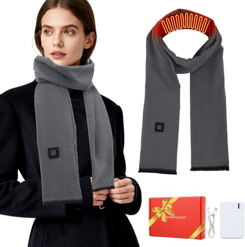 XstarG Beheizter Schal mit 5000mAh Powerbank für Damen Herren, Ultraweicher Beheizter Halswärmer Thermo Halstuch mit 3 Heizstufen, durchdachtes Winter Essential Geschenk für jedermann