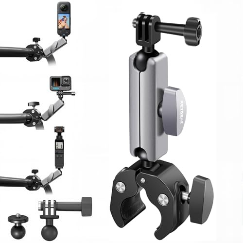 SciFiVisi Go Pro - Supporto per bicicletta e moto, in alluminio, con testa a sfera girevole a 360°, per Go Pro Insta 360 X3 Go 3 Hero 13 12 11 10