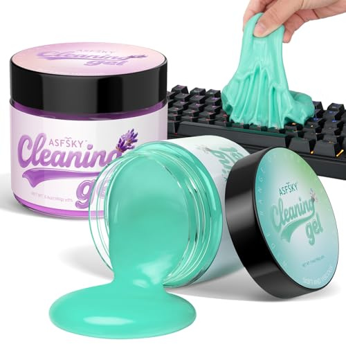 ASFSKY Tastatur Reinigungsgel Auto Reiniger Gel Keyboard Reinigungsschleim | 2 Stück Universeller Cleaning Gel für Auto, Laptops, Tastatur, Kameras, Drucker (Lila + Hellgrün)