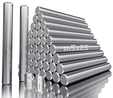 mawmuaw 60 Stück Regalbodenträger 5mm Bodenträger für Einlegeböden 5x25 mm Regalstifte Zylinderstifte Metallstifte Regalböden für Stifte Möbel Schränke Bastelprojekte