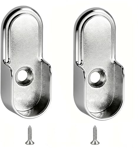 2 Pièces Support Penderie, Supports Robustes pour Barres Penderie, Montage Facile, Support Barre Penderies, Fixation Tringle Penderies, Supports Ronds Argentés, Taille Compacte