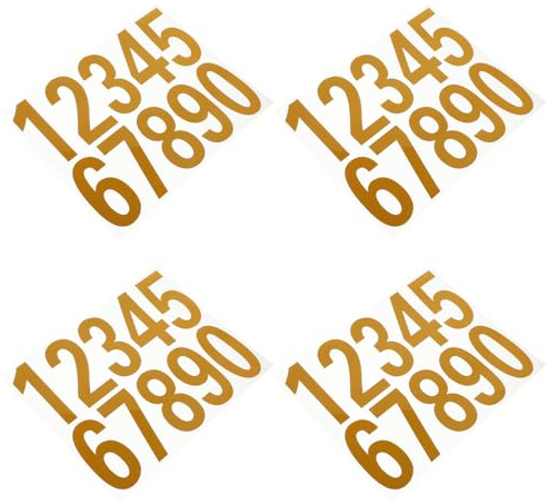 ASAKKURA 4 Sätze Reflektierende Hausnummern Aufkleber Gelb Selbstklebend Wetterfest Zahlen Sticker für Briefkasten Tür Fenster Auto Adresse