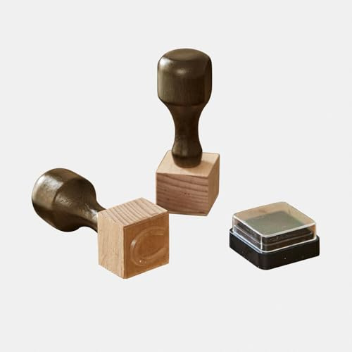 Loberon Stempel 2er Set Windermay - Hufeisen & Pferd als Motive - Ideal für Kinder - Bastelbedarf - Schreibwaren - Buchenholz, braun