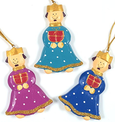 GURU SHOP Die Heiligen 3 Könige, Baumbehang Set, Mehrfarbig, Holz, 9x6x1 cm, Weihnachtsdeko