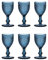 EME Mobiliario Copa de Cristal Tallado Picos en Color Azul Set 6 Unidades