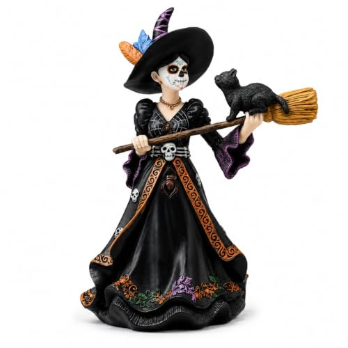 Comfy Hour Fairyland Collection Hexe aus dem Tag der Toten, La Calavera Catrina, Día de Muertos, Halloween-Figur, Halloween-Zuckerschädel-Dekor, Polyresin, 20,3 cm