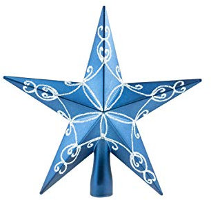 Clever Creations - Weihnachtsbaumspitze - glitzernder Stern - Festliche Weihnachtsdeko - bruchsicherer Kunststoff - für Weihnachtsbäume jeder Größe - Blau - 20,3 cm