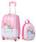 DREAMADE Valise Enfant 16 et Sac à Dos 12, Bagage à Main Rosé pour Enfants Filles, Cabine Enfant avec Motif Licorne, Valise Enfant Roulette avec 4 Roues Pivotante à 360°en Dessin(Licorne)