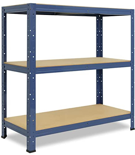 shelfplaza® 100x80x30cm HOME Schwerlastregal blau/Metallregal mit 3 Böden/Kellerregal Metall, Garagenregal, Werkstattregal oder Regal Lagerregal/Steckregal Metall mit 175kg Tragkraft