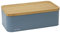 Calitek Metal Bread Bin Storage Box Container for Kitchen Counter Top Loaf Pastries Baked Goods Bamboo Chopping Board Lid (Dark Blue)