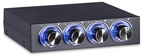 fasient 4-Channel PC Fan Controller | Fan Speed Control Front Panel | Quiet | Blue LED Light