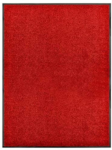 vidaXL Fußmatte Waschbar Schmutzfangmatte Türmatte Fußabtreter Schmutzmatte Schmutzfangläufer Sauberlaufmatte Innen Außen Rot 90x120cm