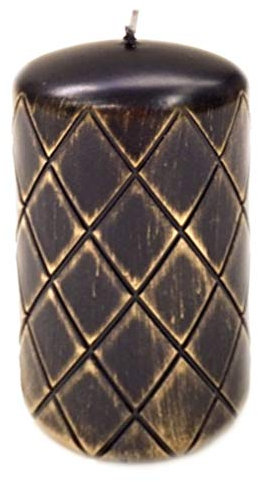 Stumpenkerze schwarz Gold Diamant classic rustical 70 / 130 mm