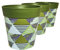 Hum Flowerpots, 22cm Set of 3, Various Patterns Colours and Sizes, Indoor/Outdoor Plastic Plant Pots, Green Geometric