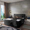 FEDVE Boxspringbett River | 200x200 cm | Geräumiges, gestepptes Bett im LOFT-Stil | Für jedes Schlafzimmer geeignet (Öko-Leder - Soft 11, Schwarz)