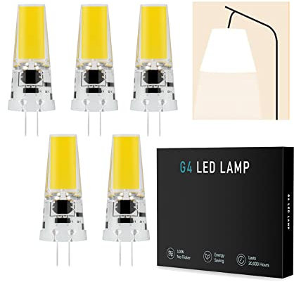 G4 LED Lampadina, 5W g4 Bulb,450 Lumen, DC 12-24V, 360 ° Angolo di Luce, Dimmerabile LED G4 Lampadina，Senza Flash (Color : Bianco Naturale, Size : 5 Pack)