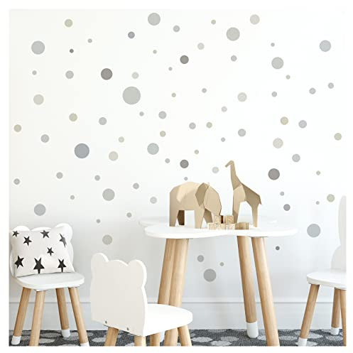 Little Deco 120 Punkte Set Wandsticker Pastell Wandtattoo Kreise Kinderzimmer Klebepunkte blau grau Dots Babyzimmer Wandaufkleber DL901-2