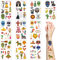 Temporäre Halloween-Tattoos für Kinder, 10 Blatt Leuchtet im Dunkeln Mexikanische Fiesta-Aufkleber Zuckerschädel Skelett Kaktus Leuchtendes Tattoo für Mädchen Jungen Halloween Partyzubehör