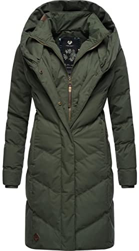 Ragwear Damen Wintermantel warmer Steppmantel lang wasserdicht mit Kapuze Natalka Intl Dark Olive22 Gr. 4XL