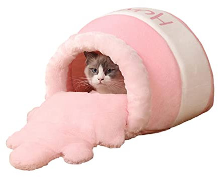 Cat Beds for Indoor Cats Honey Jar Shaped Plush Cat Nest Bed Cat Bed Igloo Cat Bed Cave Soft and Comfortable