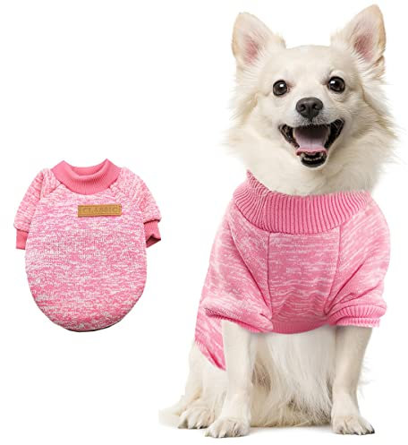 Hundepullover, Hillylolly Haustier Pullover Hund, Hunde Pulli Winter, Hundekleidung Pullover, Hundepullover Rosa, Pullover für Katzen, Hundepullover Fleece, für Kleine und Mittelgroße Haustier(L)