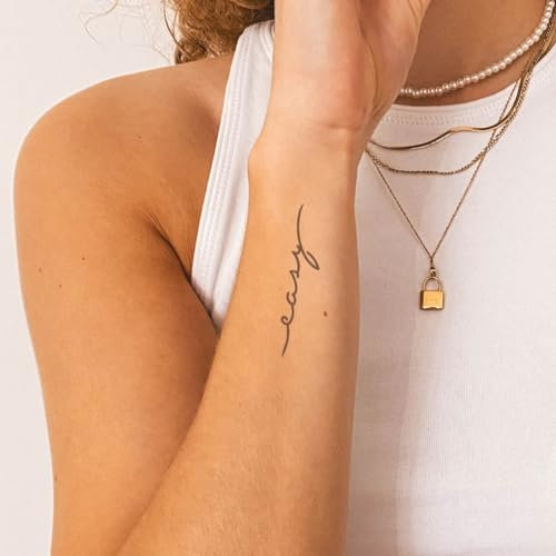 Inkster Tattoo - Schriftzug easy | vegane & wasserfeste Temporäre Tattoos für Erwachsene - EU-Kosmetikzertifizierte Farbe - revolutionäres 2 Wochen Tattoo | Premium Klebetattoos & Fake Tattoo