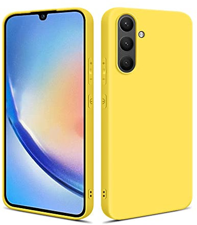 HSP Hülle für Samsung Galaxy A34 5G [Staubabweisend] Handyhülle | Premium TPU Silikon Case Schutzhülle | Kratzfest Stoßfest Fallschutz | Kameraschutz Displayschutz | Passgenau Dünn Matt | Gelb