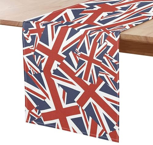 Jndtueit Union Jack Tischläufer, britische Nationalflaggen, Bauernhaus-Dekoration, Platzsets für Esszimmer, Dessert, Tischdekoration