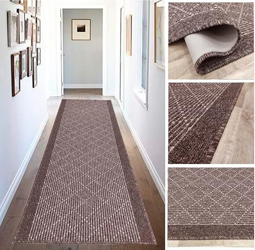 Tadi & Imperio1979 Alfombra Larga para Pasillo, Cocina, entradas Antideslizante de Colores Taupe y Antracita, Lavable en Lavadora y a Mano.