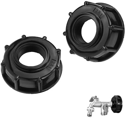 SLshiBo 2 Stück IBC Adapter Kappe s60x6 auf 1 Zoll Innengewinde IBC Container Zubehör Adapter Kappe Deckel IBC Wassertank Adapter Passend für 1000L Wassertank