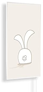 Könighaus Kinderzimmer Infrarotheizung 1000 W - Thermostat | Motiv: 05. Hase, weißer Rahmen, 14-26 m², TÜV SÜD