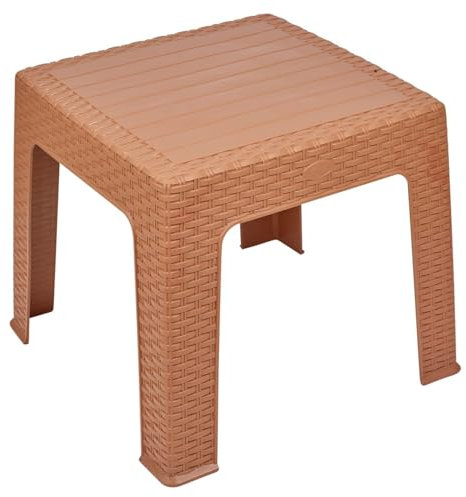 URBNLIVING Table basse bistrot en rotin en plastique pour jardin, patio (cappuccino), PSP-14507-21209P