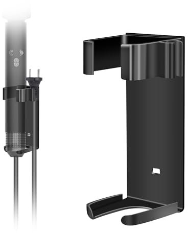 Halterung für Dyson Airwrap, Wandhalterung Halter ohne Bohren für Glätteisen, Halterung kompatibel mit Dyson Airwrap, für Verschiedene Haar Curling Eisen Fässer, Glätteisen, Glättbürste(Schwarz)