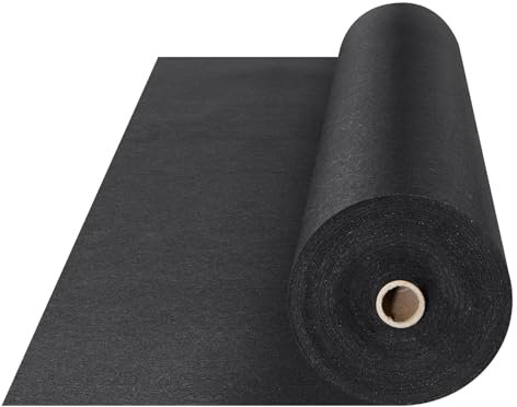 VEVOR Géotextile Non Tissé 1,2x30,5 m Toile de Paillage Anti-Mauvaises Herbes 271 g/m² Tissu d'Allée Perméable Résistant à la Déchirure pour Systèmes de Drainage, Aménagement Paysager, Couvre-sol Noir