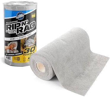 The Rag Company - Rip N' Rag Lot de 30 serviettes en microfibre réutilisables multi-usages pour la maison, le bureau, le garage, le camping-car et plus encore – Mélange 70/30 de qualité supérieure –