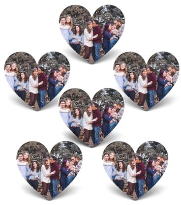 Lpraer 6 Stück Personalisierte Foto Kühlschrankmagnete Fotomagnet Fotorahmen Bilderrahmen Fotogeschenk für Küche, Zuhause, Schule, Klassenzimmer, Whiteboard, niedliche Dekoration (Herz)