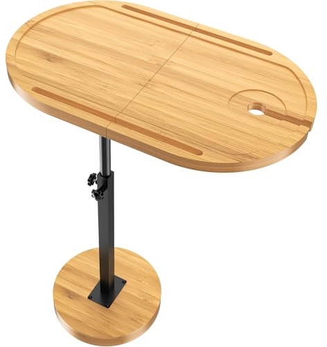 NiHome Großer schwenkbarer TV-Tablett, Tisch mit verdicktem, stabilem Kippboden, höhenverstellbar, Couchtisch-Tablett, Beistelltisch, Badewanne, Beistelltisch, 360° drehbar, für Whirlpool, Nachttisch,