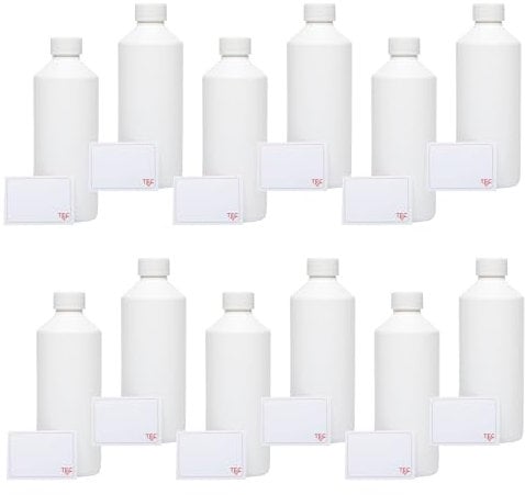 TEC Plastic Bottles 500ml HDPE UK Made Empty Containers 28mm Non Leak Screw Cap Lids Water Chemicals Liquid 30% Recycled (18)
