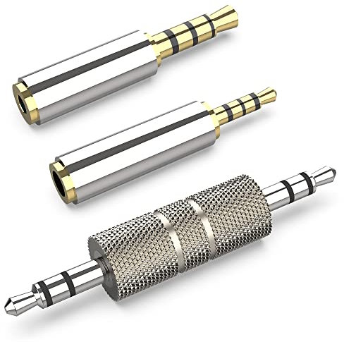 2.5mm auf 3.5mm Adapter, 3.5mm Stecker auf 2.5mm Buchse/2.5mm Stecker auf 3.5mm Buchse Stereo Audio Adapter, 3.5mm Stecker auf Stecker vergoldet Kompatibel für Smartphones, Mikrofon (3-in-1 Pack)