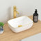 J-FAMILY JFBS88GT 14.5'' x 10'' Bathroom Small Vessel Sink Above Counter White Porcelain Ceramic Sink Bowl Gold Trim Decoration Small Vanity Sink Lavatory Wash Basin