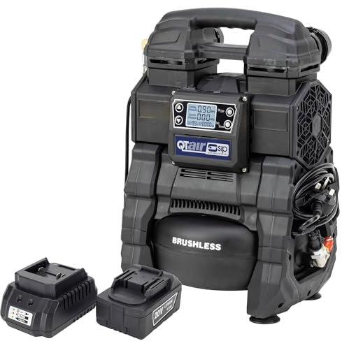 SIP QT Air Compressor Battery & Mains Oil-Free Direct Drive 18V-20V (DC) / 230V 5L 500W 9 Bar 2.8CFM