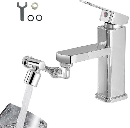 PUKANGMEDD1080° drehbare Wasserhahn-Luftsprudler Verlängerung (Kunststoff) mit Belüfterschlüssel, 22 mm Innendurchmesser, geeignet für 20–24 mm Wasserhähne, Dual-Modelle und Roboterarm für