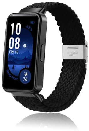 MiRowy Cinturino Compatibile con Huawei Band 10 Cinturin, Nylon Watch Bands Regolabile Intrecciato Cinturino per Huawei Band 9/Band 8 - Nero