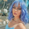 Colorfulpanda Kurze hellblau Wellig Perücke für Frauen, natürliches synthetisches Haar Bob Perücken mit Pony für Alltag/Party/Cosplay Kostüm Wig,35cm